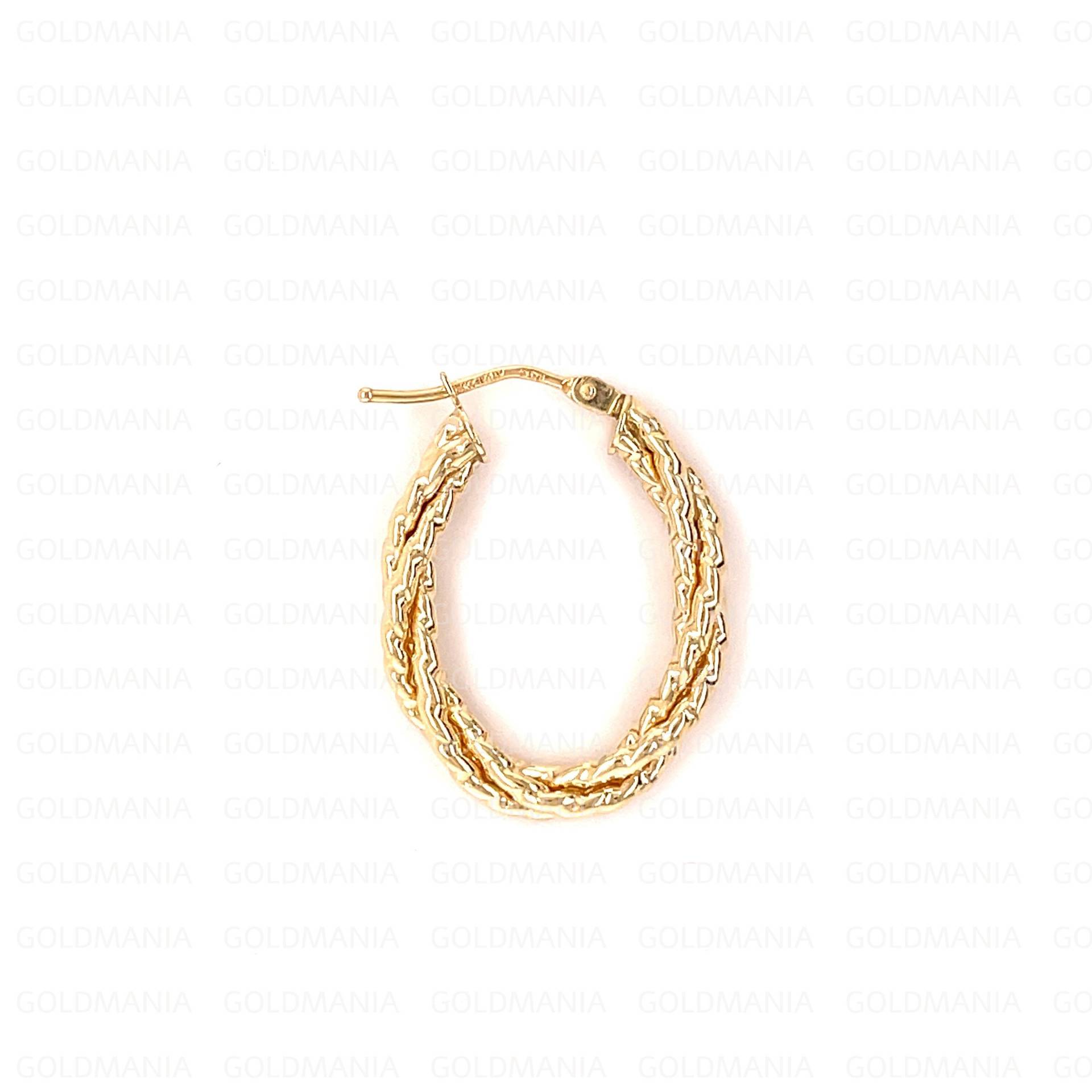 14K Gold Kleine Twisted Texturierte Oval Hoop Ohrring Set, Echtes Creolen, Twist Frauen Creolen von GOLDMANIA