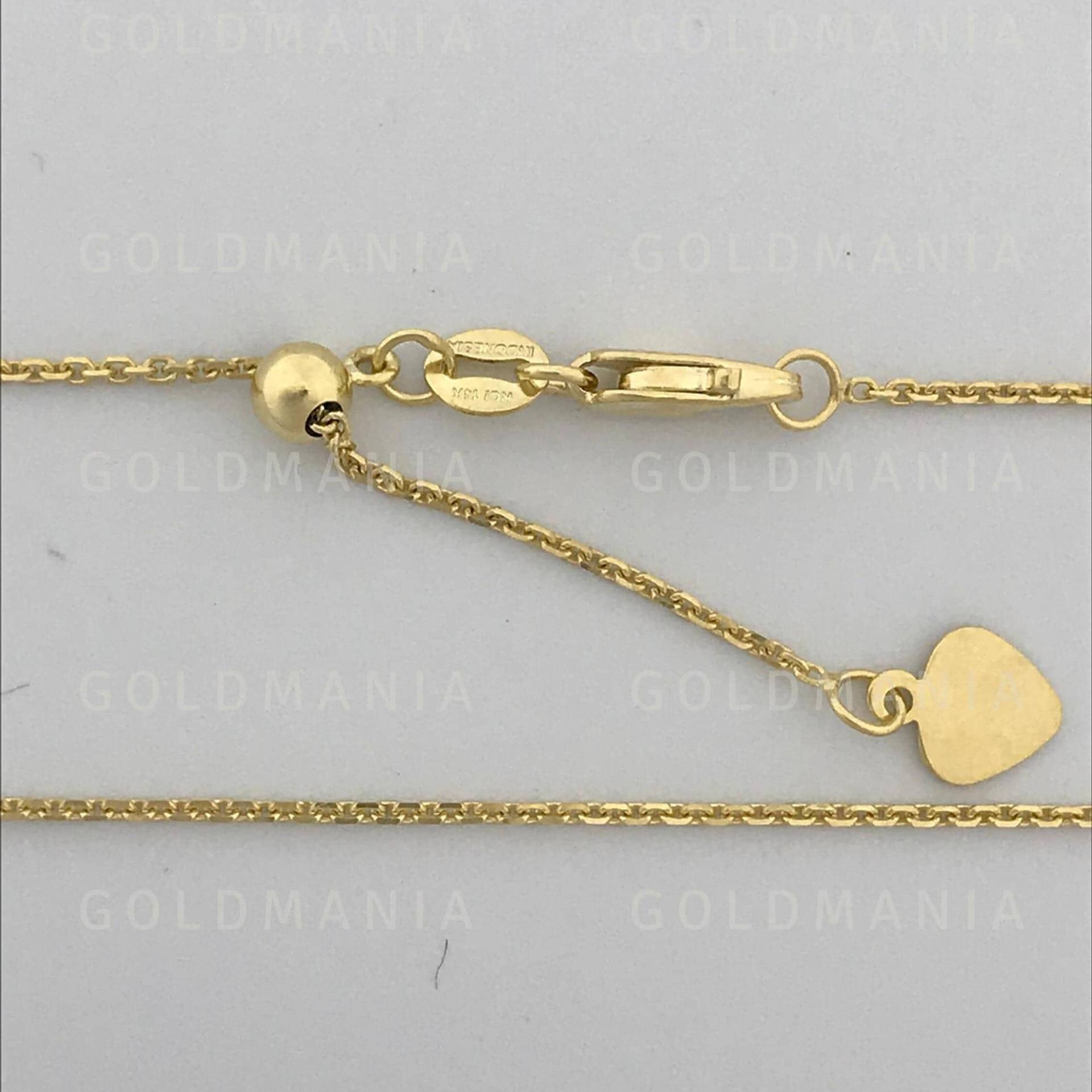 14K Massivgold Einstellbar Kabelkette Diamantschliff, 22 "Oder 30" von GOLDMANIA