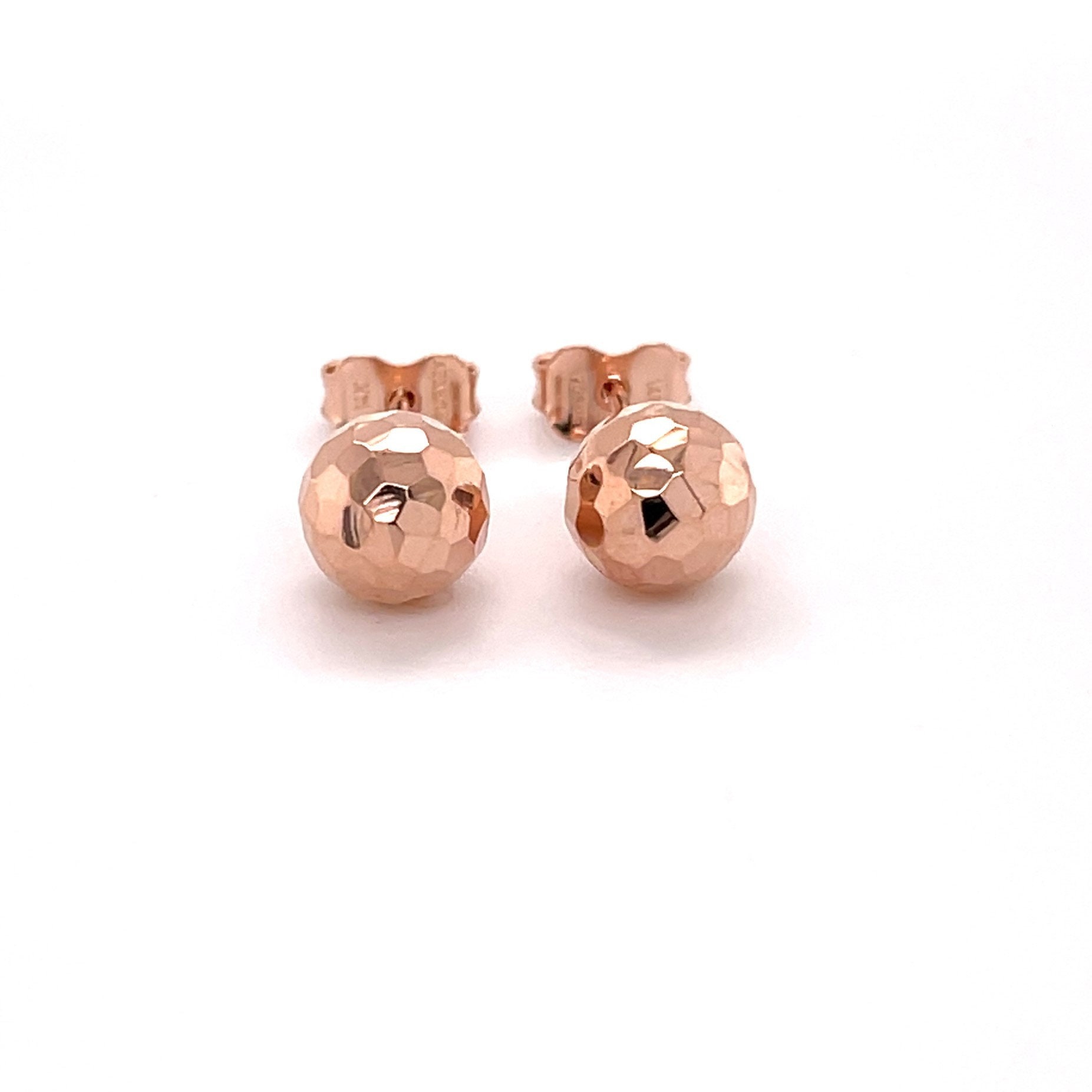 14K Rosegold Facettierte Kugel Ohrstecker Set, 7mm, Echtgold, Frauen von GOLDMANIA