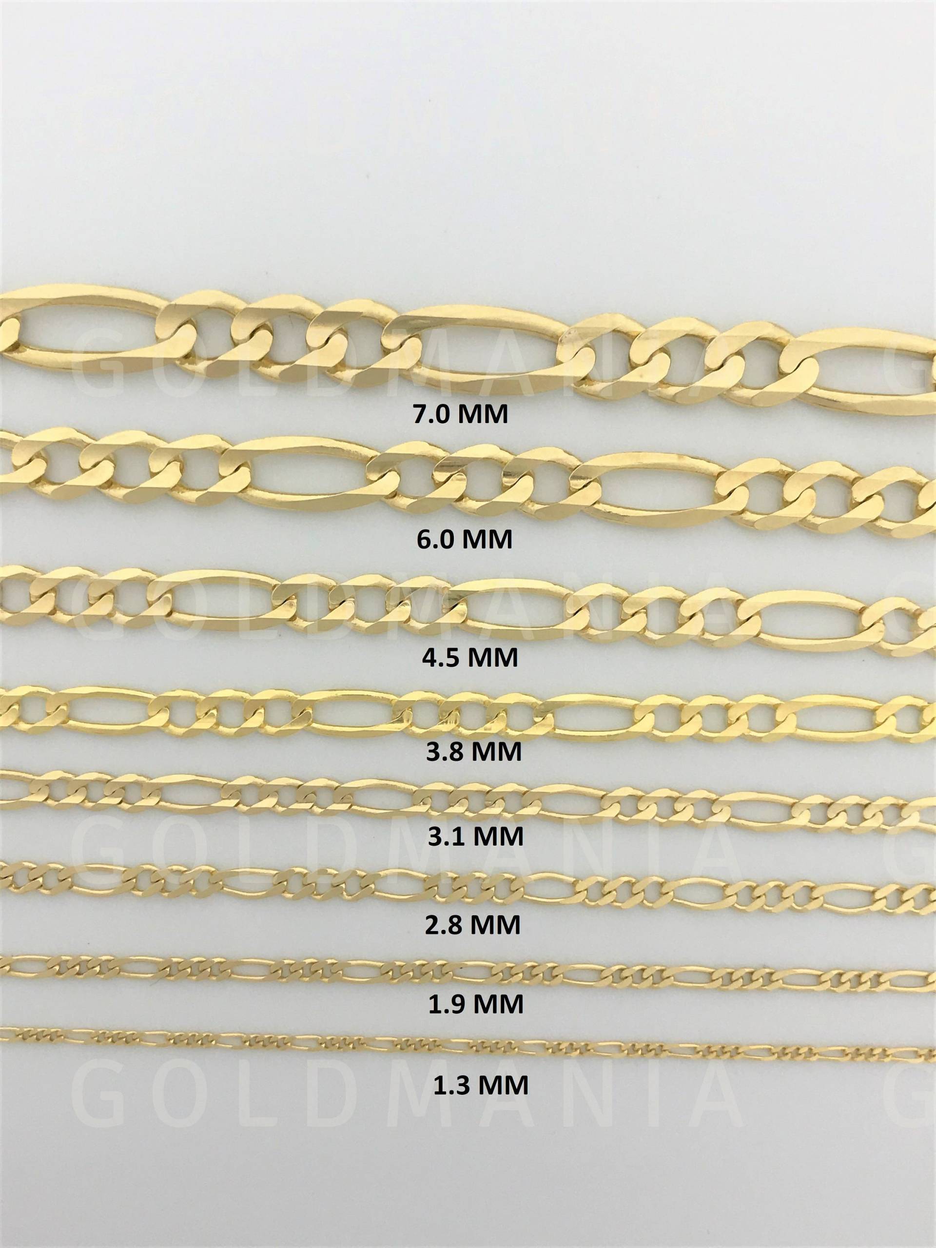 14K Solid Gelb Gold Figaro Kette Halskette 1.3 Mm - 7 14K Solid Gelb Gold Figaro Kette Halskette 1.3 Mm - 7 von GOLDMANIA