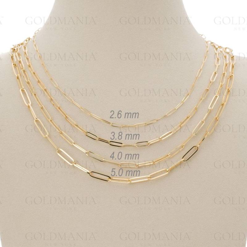 14K Solid Gelb Gold Paperclip Halskette | 2.6-5.0 Mm von GOLDMANIA