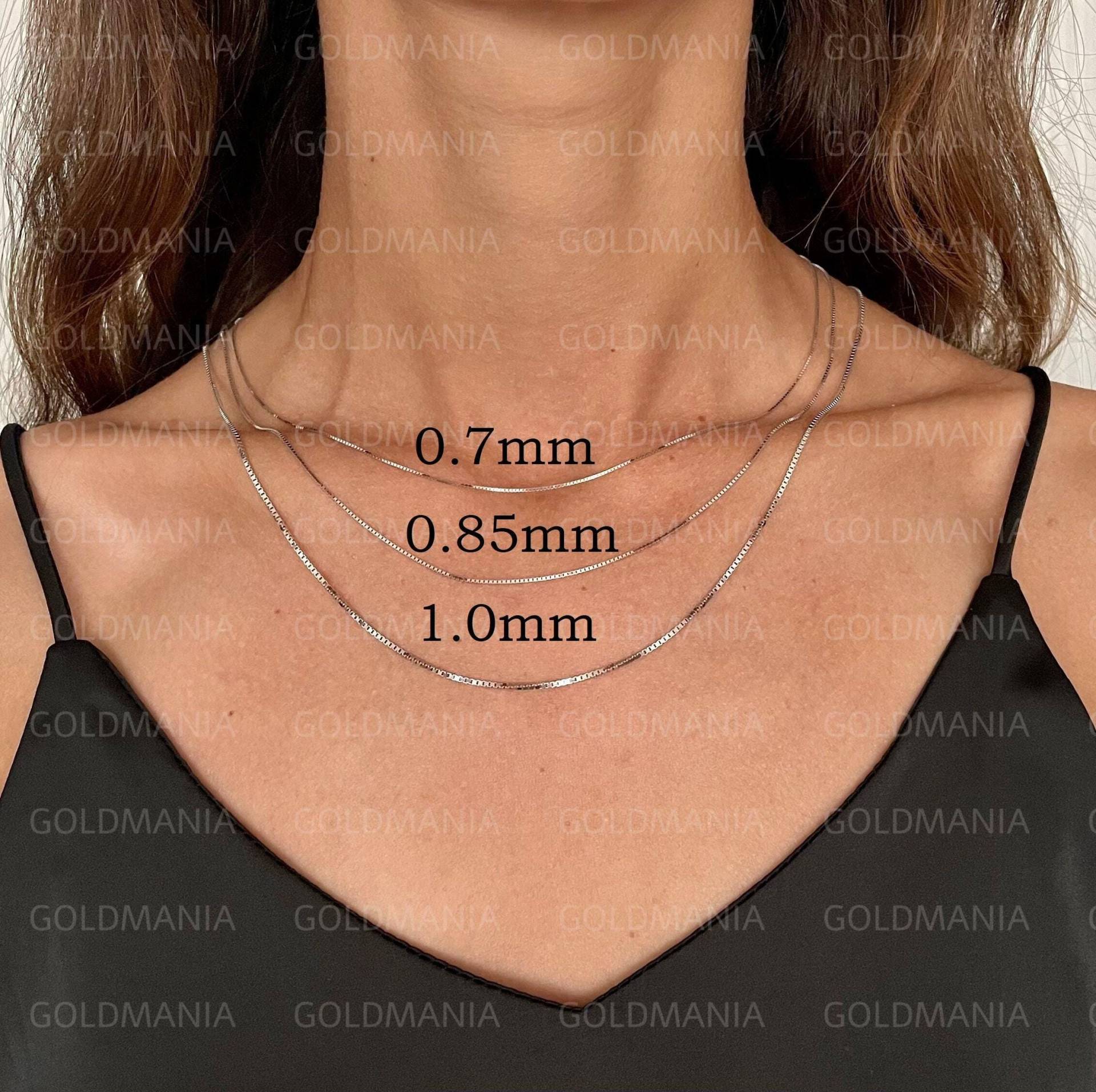 14K Weißgold Box Halskette Verstellbar | 56-76cm von GOLDMANIA