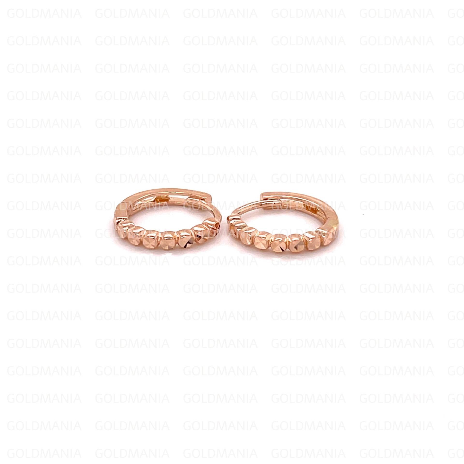 Kleine 14K Rosegold Huggie Diamant Geschnitten Ohrringe, 12mm, Echte Creolen, Dünne Gold Kleine Frauen Creolen von GOLDMANIA