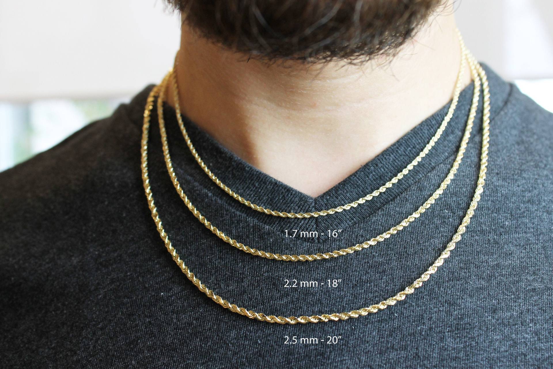 1, 7mm Massive Gold Seil Kette, 14K Layering Herren Kette Halskette, Gedrehte Stapel Gold Längen Verfügbar 16" Bis 30" von GOLDNCHAINS