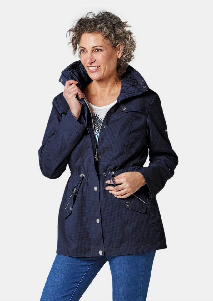 GOLDNER Allwetterjacke Longjacke aus fein strukturierter Ware modisches, gestreiftes Innenfutter von GOLDNER