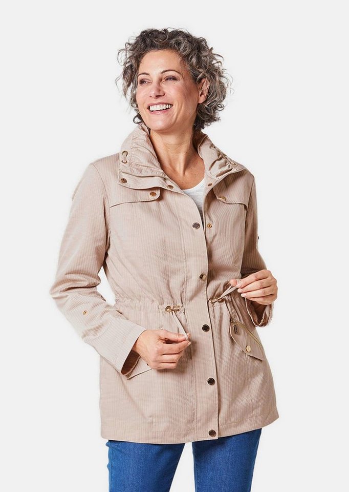 GOLDNER Allwetterjacke Longjacke aus fein strukturierter Ware modisches, gestreiftes Innenfutter von GOLDNER