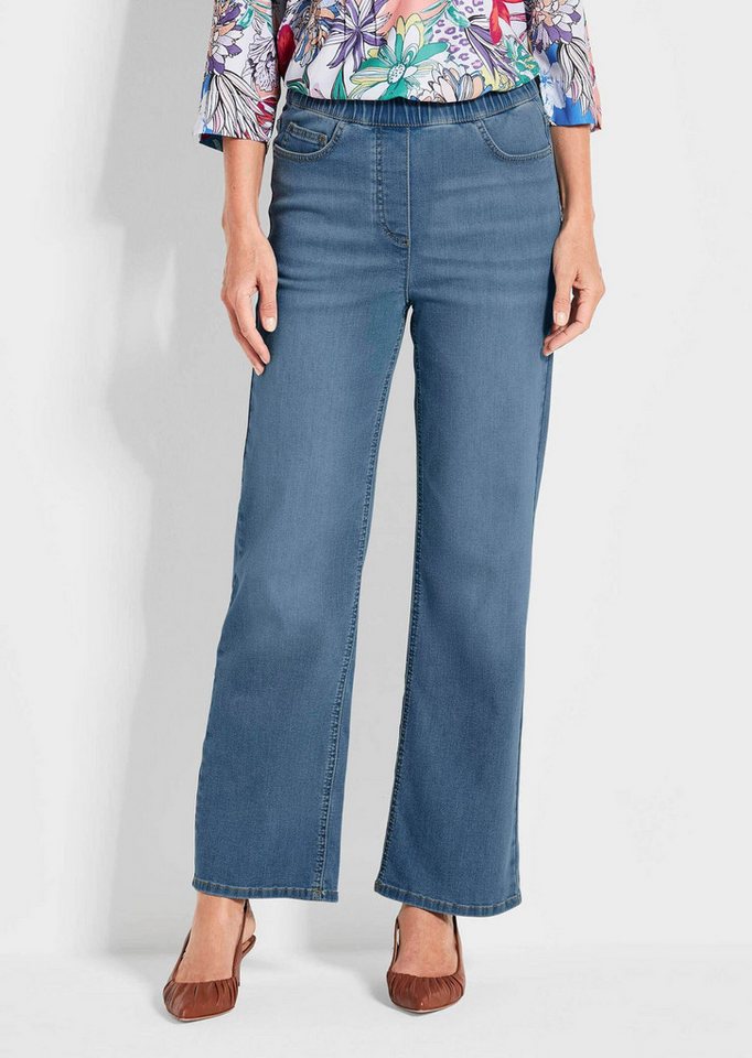 GOLDNER Bequeme Jeans Bequeme Jeanshose VERA Hose im Uni-Design, Schlupfbund, weites Bein, Eingrifftaschen von GOLDNER