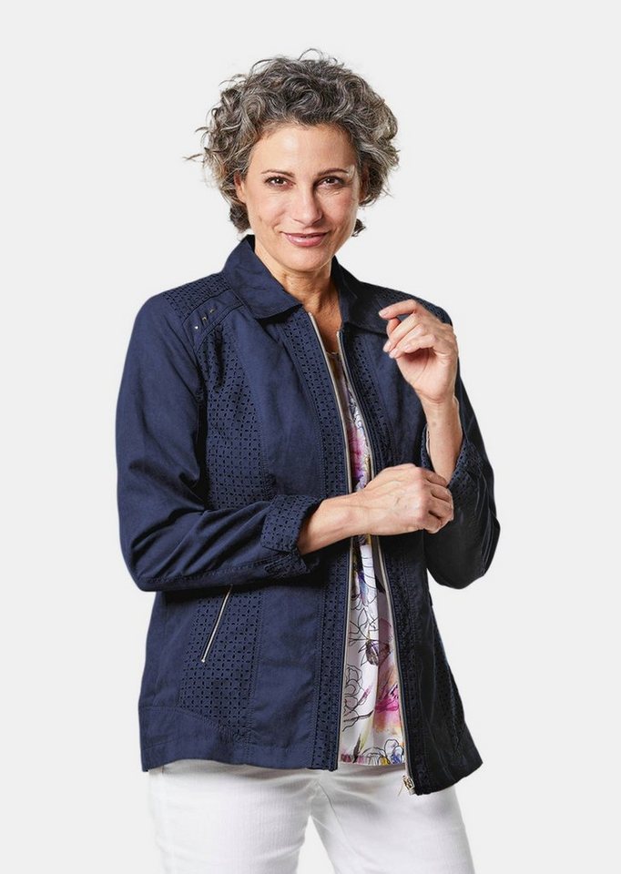 GOLDNER Blouson Velourslederimitat-Blazer mit Perforierung von GOLDNER