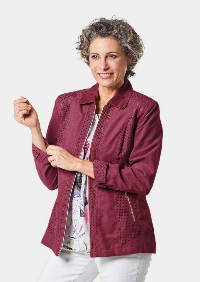 GOLDNER Blouson Velourslederimitat-Blazer mit Perforierung Attraktiv perforiert von GOLDNER