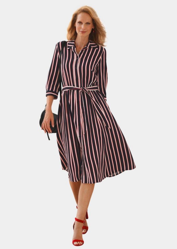 GOLDNER Blusenkleid Kurzgröße: Hemdblusenkleid mit Streifendruck von GOLDNER