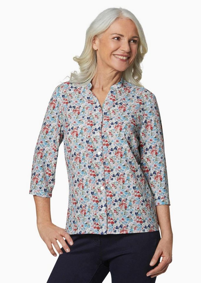 GOLDNER Druckbluse Florale Druckbluse mit Ärmeln zum Krempeln von GOLDNER