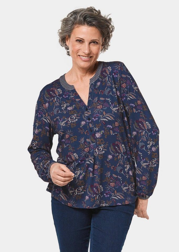 GOLDNER Druckbluse Kurzgröße: Raffiniertes Druckshirt von GOLDNER