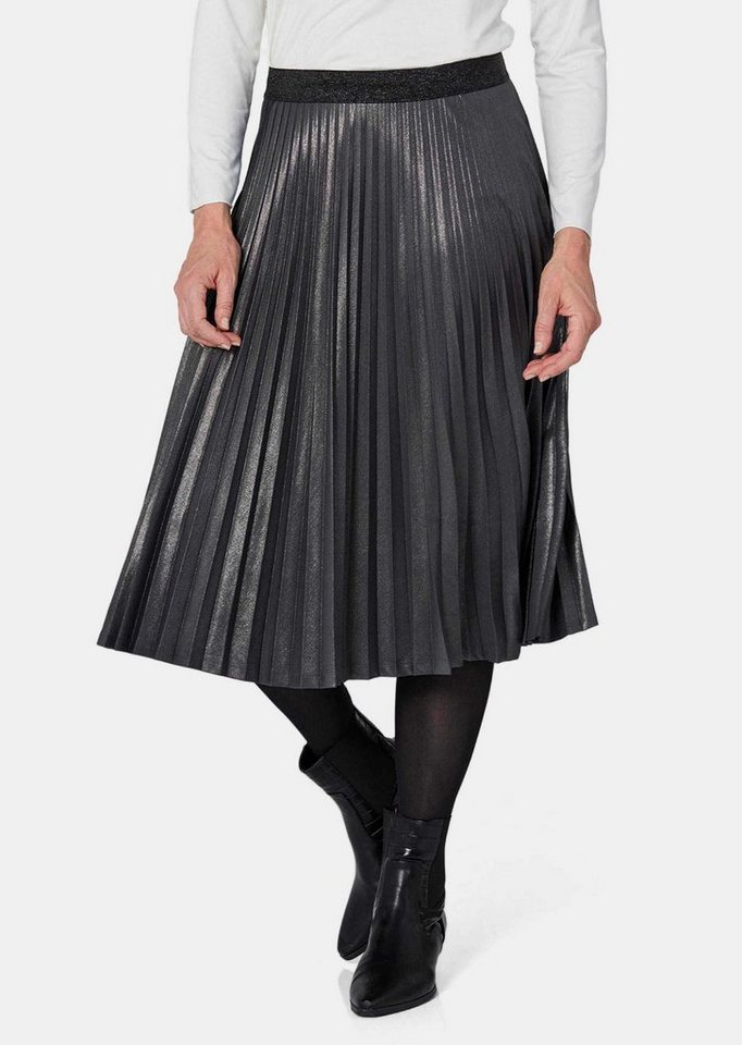 GOLDNER Plisseerock Kurzgröße: Plisseerock im Metallic Look von GOLDNER