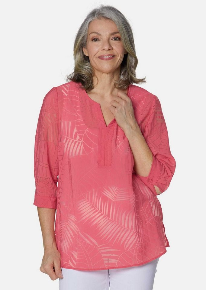 GOLDNER Klassische Bluse Kurzgröße: Leger geschnittene Ausbrennerbluse von GOLDNER