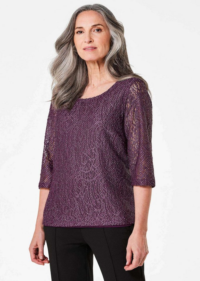 GOLDNER Klassische Bluse Kurzgröße: Spitzenbluse mit zartem Glanz von GOLDNER