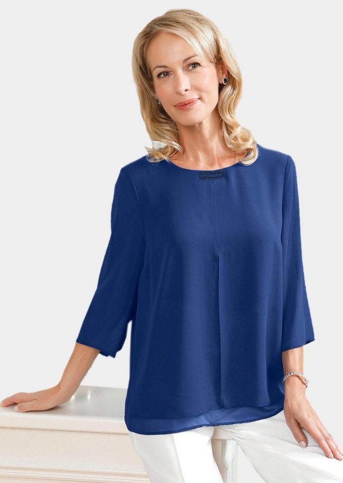 GOLDNER Klassische Bluse Luftige Bluse mit funkelnden Glitzersteinchen von GOLDNER