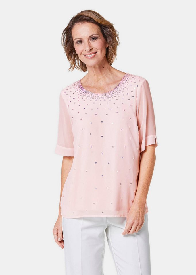 GOLDNER Kurzarmbluse Bluse mit schimmernden Pailletten von GOLDNER