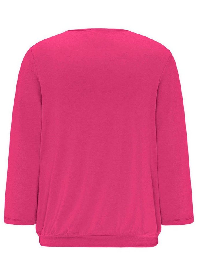 GOLDNER Kurzarmbluse Kurzgröße: Chiffon-Shirt mit 3/4-Arm, Rundhals Damen Sommerbluse, Halbarm, Feierlich, weich, Kunstfaser, Chiffon von GOLDNER