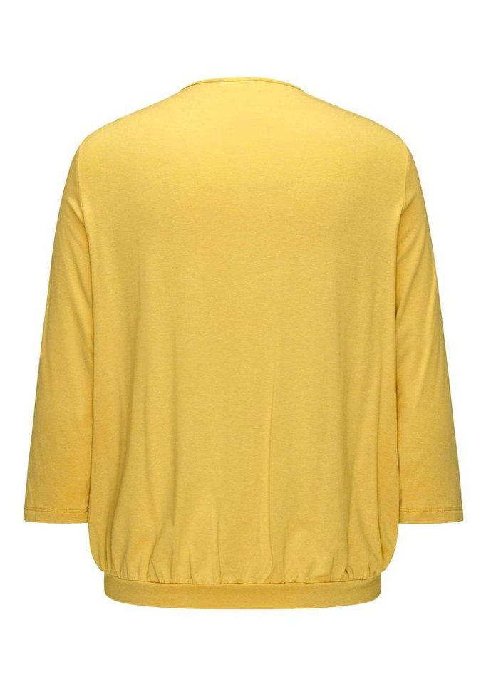 GOLDNER Kurzarmbluse Kurzgröße: Chiffon-Shirt mit 3/4-Arm, Rundhals Damen Sommerbluse, Halbarm, Feierlich, weich, Kunstfaser, Chiffon von GOLDNER