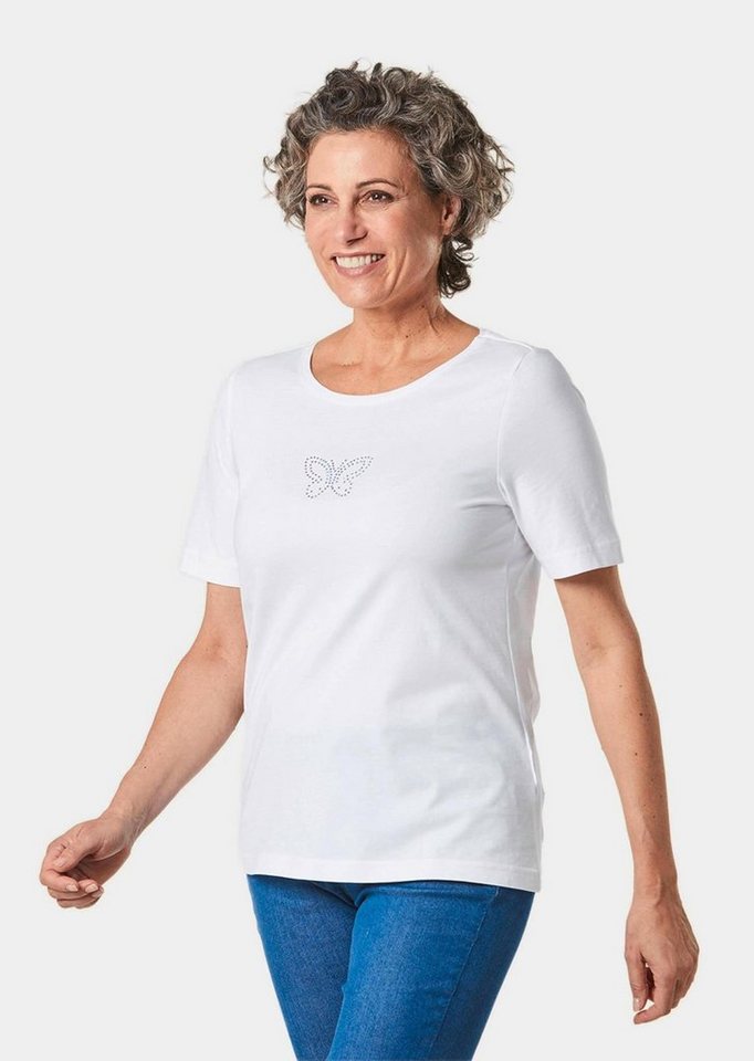 GOLDNER Kurzarmshirt T-Shirt mit Glitzersteinchen-Applikation GOLDNER Kurzarmshirt T-Shirt mit Glitzersteinchen-Applikation von GOLDNER