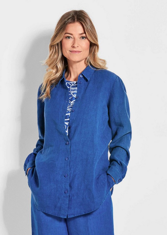 GOLDNER Langarmbluse Bequeme Damen Businessbluse Leichte Bluse aus reinem Leinen in Hemdblusenform von GOLDNER