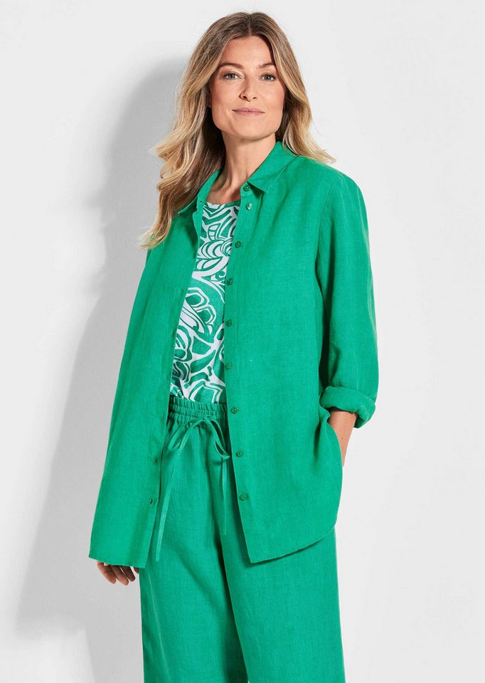 GOLDNER Langarmbluse Bequeme Damen Businessbluse Leichte Bluse aus reinem Leinen in Hemdblusenform von GOLDNER