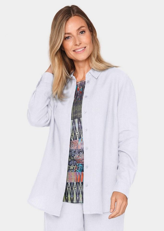 GOLDNER Langarmbluse Bequeme Damen Businessbluse Leichte Bluse aus reinem Leinen in Hemdblusenform von GOLDNER
