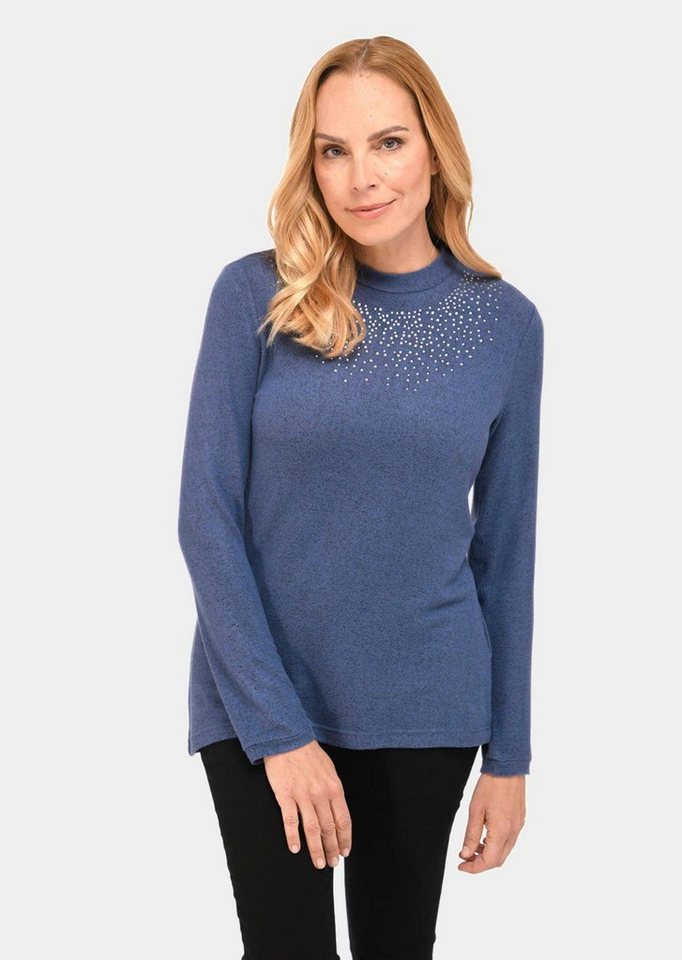 GOLDNER Langarmshirt Angenehm weiches Shirt mit Glitzersteinen von GOLDNER