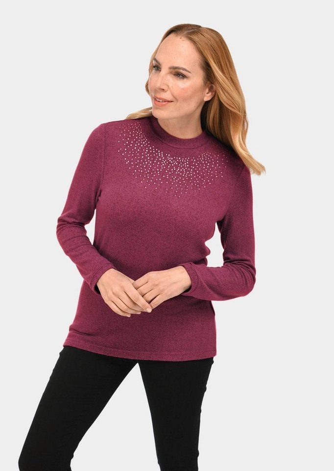 GOLDNER Langarmshirt Kurzgröße: Weiches Shirt mit Glitzersteinen von GOLDNER