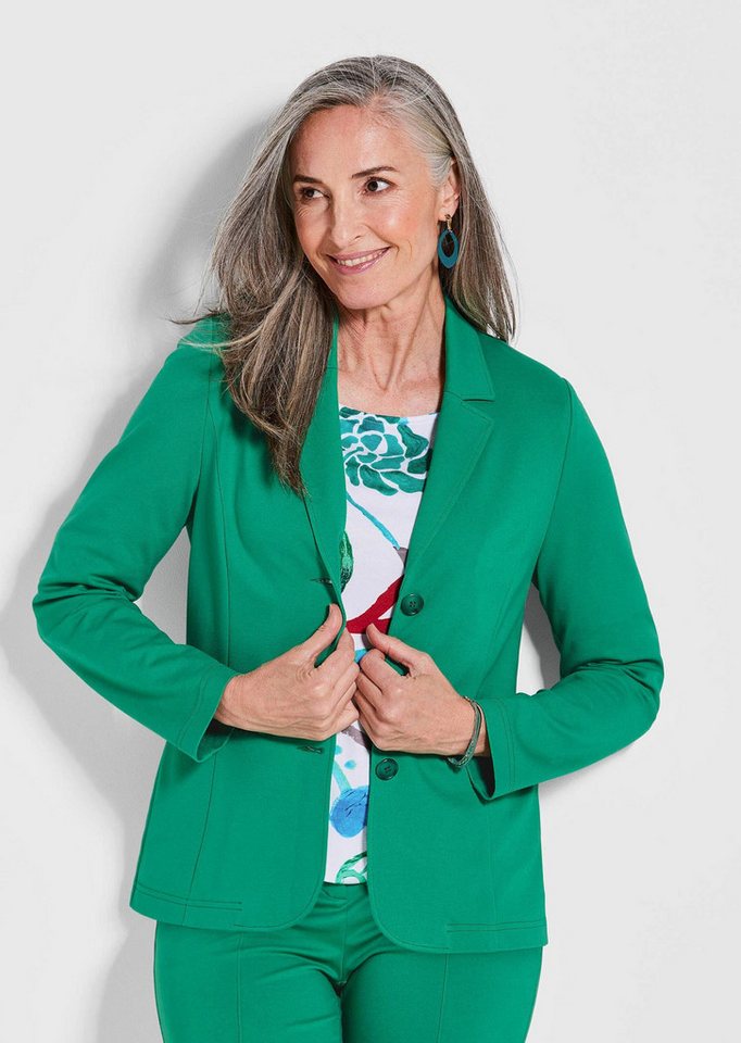 GOLDNER Outdoorjacke Damen elegante Jacke aus Stretchjersey Bequemer Jerseyblazer mit figurnaher Passform von GOLDNER