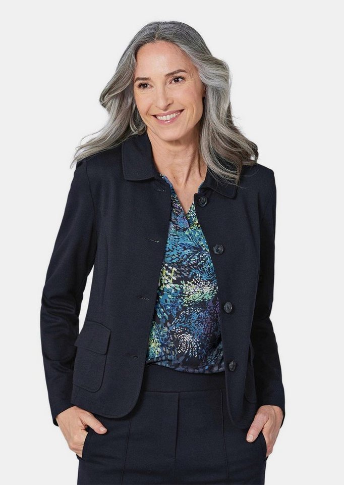 GOLDNER Outdoorjacke Kurzgröße: Leichte Jacke mit Stehkragen in blau Damen Übergangsjacke, kurz, Langarm, leicht, kleiner Kragen von GOLDNER