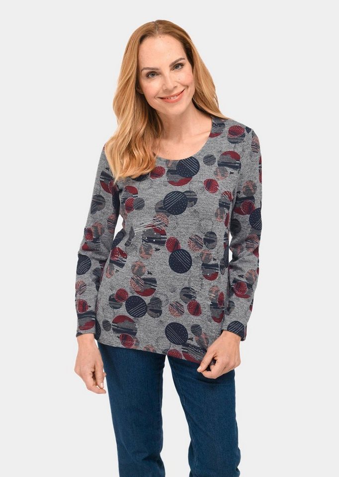 GOLDNER Print-Shirt Kurzgröße: Außergewöhnliches Druckstrickshirt von GOLDNER