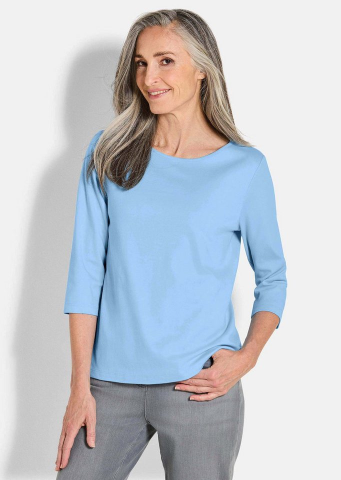 GOLDNER Print-Shirt Basic Shirt mit U-Boot-Ausschnitt Baumwollshirt im klassischen Design mit 3/4-Arm, Rundhalsausschnitt von GOLDNER