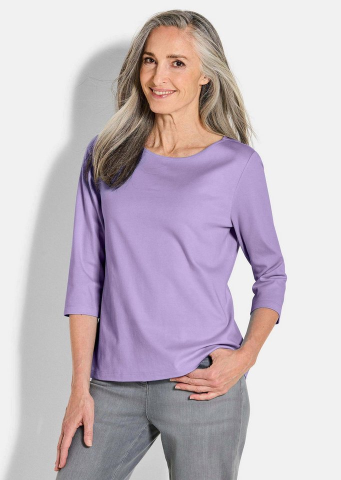 GOLDNER Print-Shirt Basic Shirt mit U-Boot-Ausschnitt Baumwollshirt im klassischen Design mit 3/4-Arm und Rundhalsausschnitt von GOLDNER