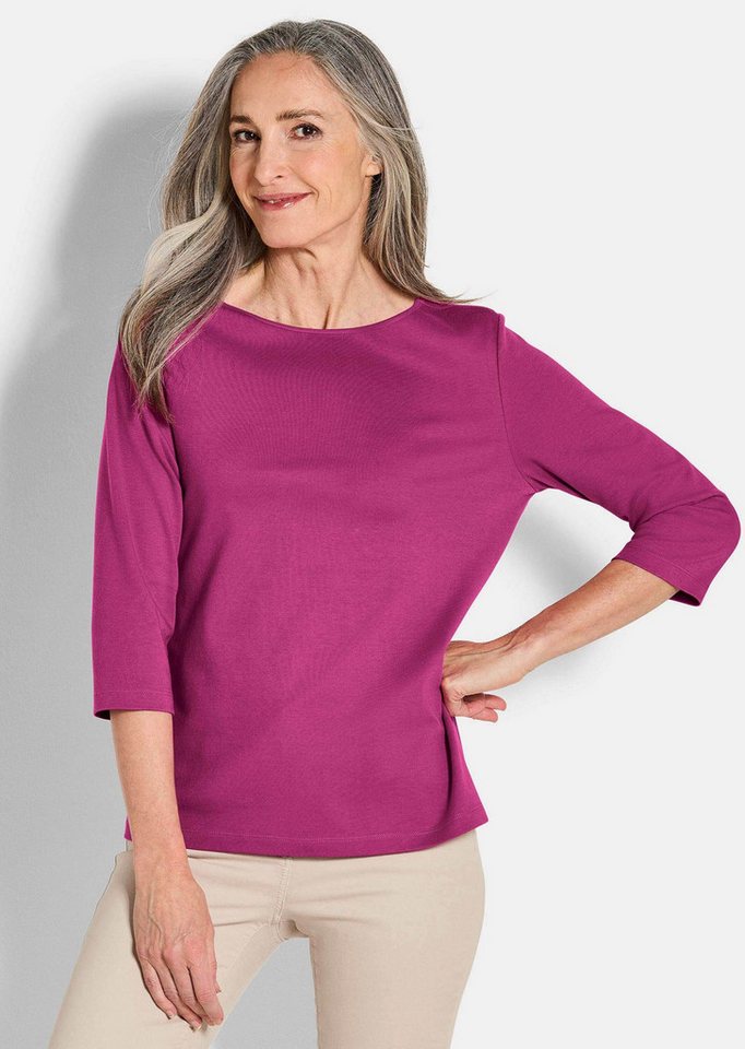 GOLDNER Print-Shirt Basic Shirt mit U-Boot-Ausschnitt Baumwollshirt im klassischen Design mit 3/4-Arm und Rundhalsausschnitt von GOLDNER