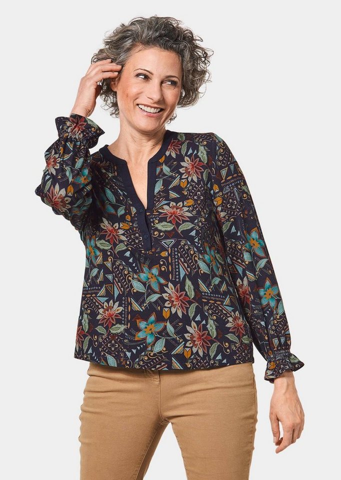 GOLDNER Print-Shirt Kurzgröße: Druckshirt mit Volantärmeln von GOLDNER