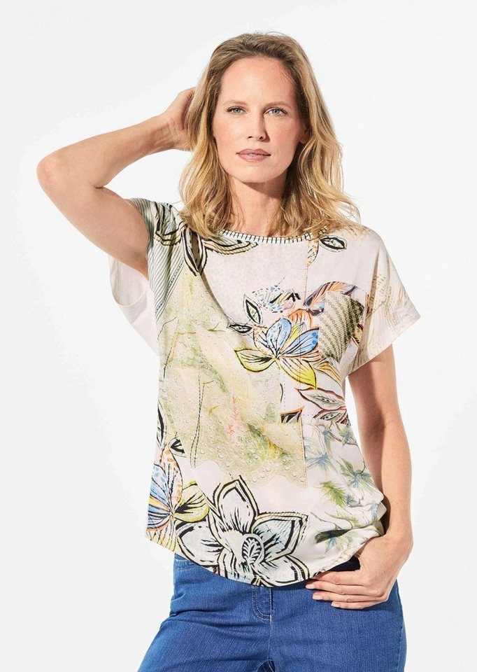 GOLDNER Print-Shirt Kurzgröße: Blusenshirt mit floralem Dessin von GOLDNER