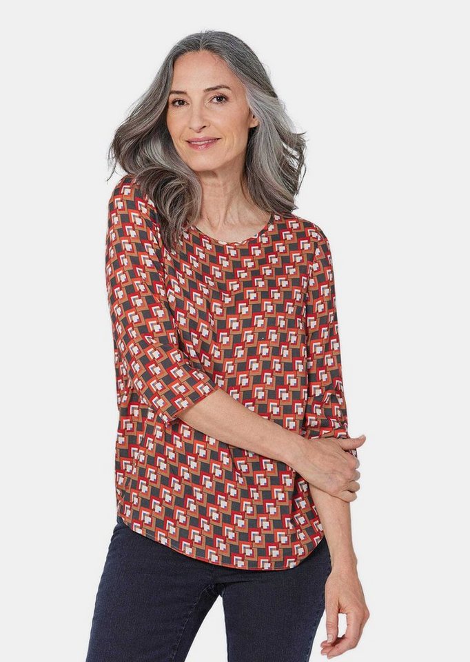 GOLDNER Schlupfbluse Kurzgröße: Bluse 3/4-Arm mit grafischem Druck GOLDNER Schlupfbluse Kurzgröße: Bluse 3/4-Arm mit grafischem Druck von GOLDNER
