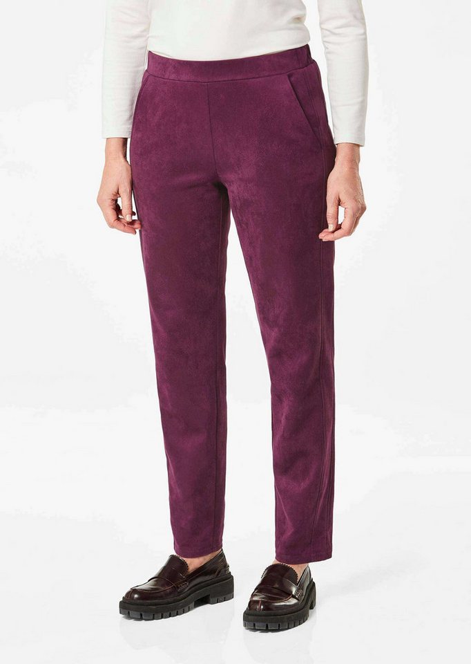 GOLDNER Stoffhose Knöchellange Velourslederhose LOUISA Verschlusslose Damenhose mit Schlupfbund, Zierleistentaschen von GOLDNER