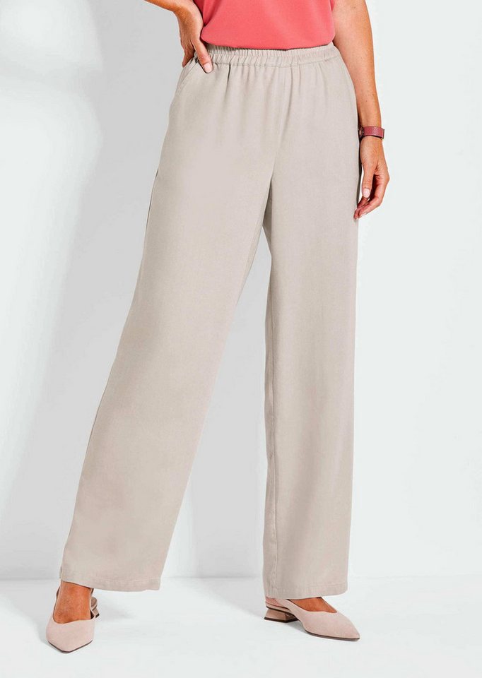 GOLDNER Schlupfhose Hose VERA mit weitem Bein Sommerhose in Uni, Rundum-Dehnbund, seitliche Eingrifftaschen von GOLDNER