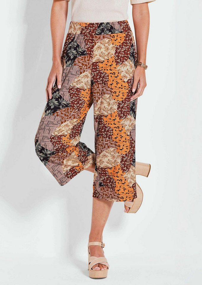 GOLDNER Schlupfhose Kurzgröße: Sommerhose VERA mit Mustermix Print Weite Schlupfhose mit Seitentaschen für Damen von GOLDNER