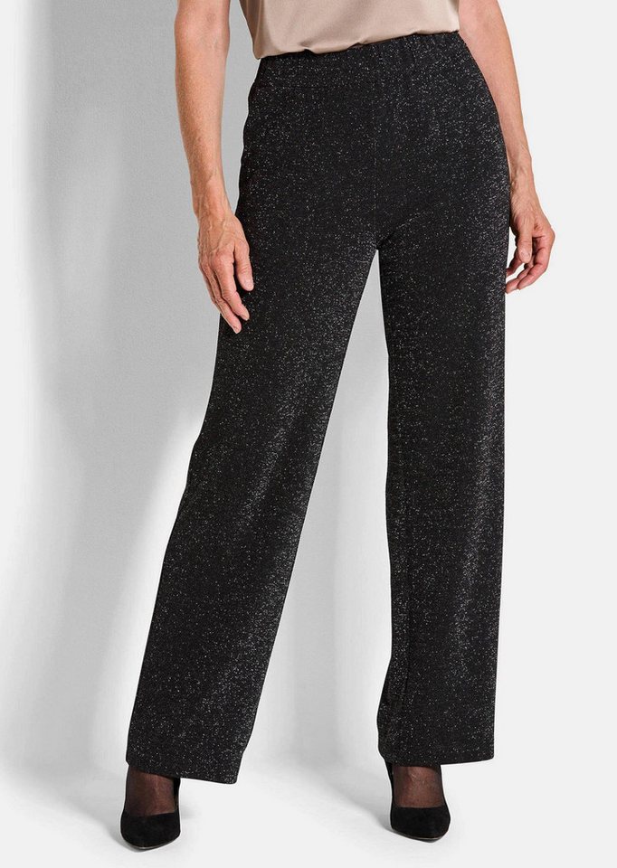 GOLDNER Schlupfhose Glänzende, weite Jerseyhose VERA Weite Hose mit elastischem Bund und Silberglanz von GOLDNER