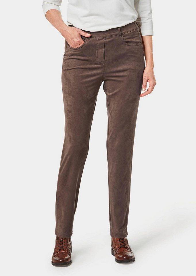 GOLDNER Stoffhose Bi-elastische Hose in superweichem Veloursleder-Look von GOLDNER