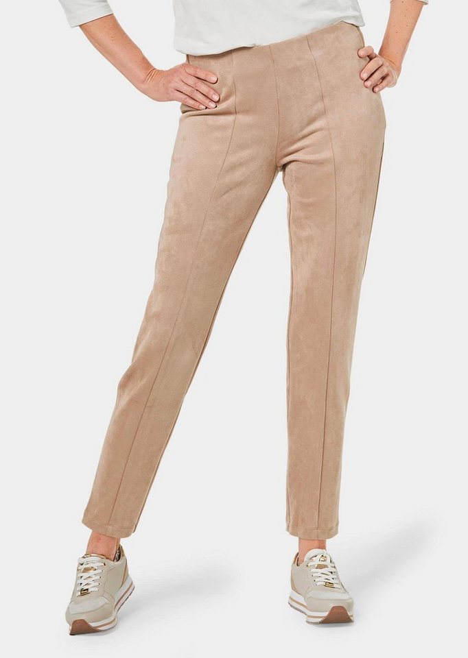 GOLDNER Stoffhose Moderne Leggings in trendigem Velourslederimitat von GOLDNER