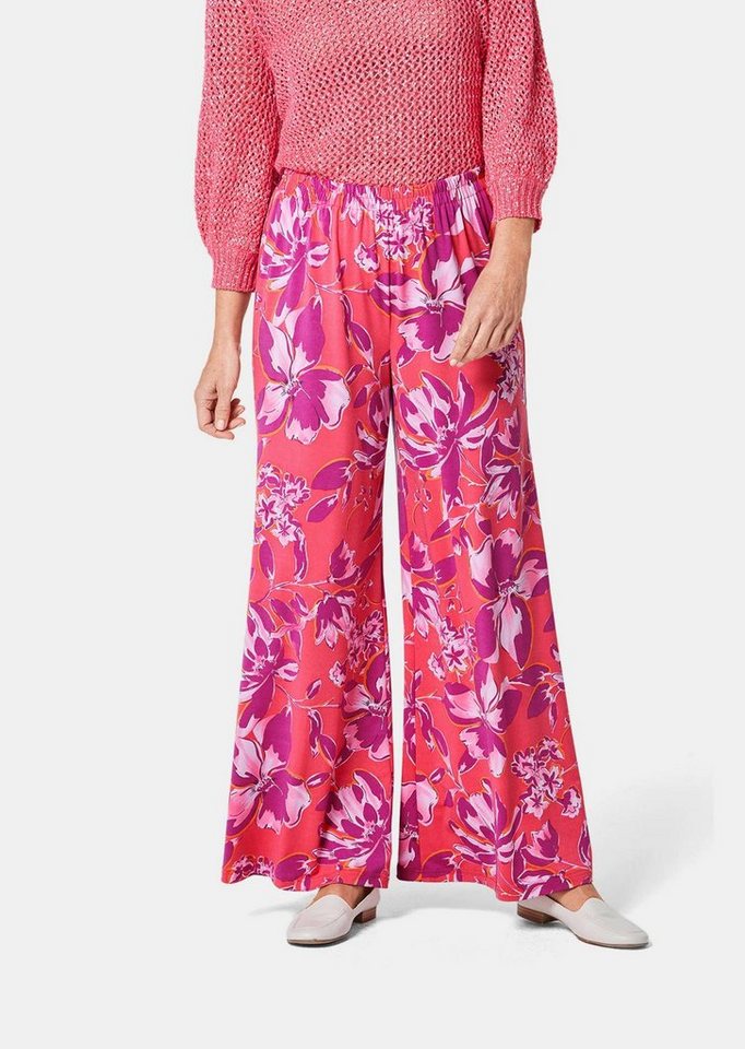 GOLDNER Stoffhose Palazzo-Hose mit sommerlichem Druck von GOLDNER