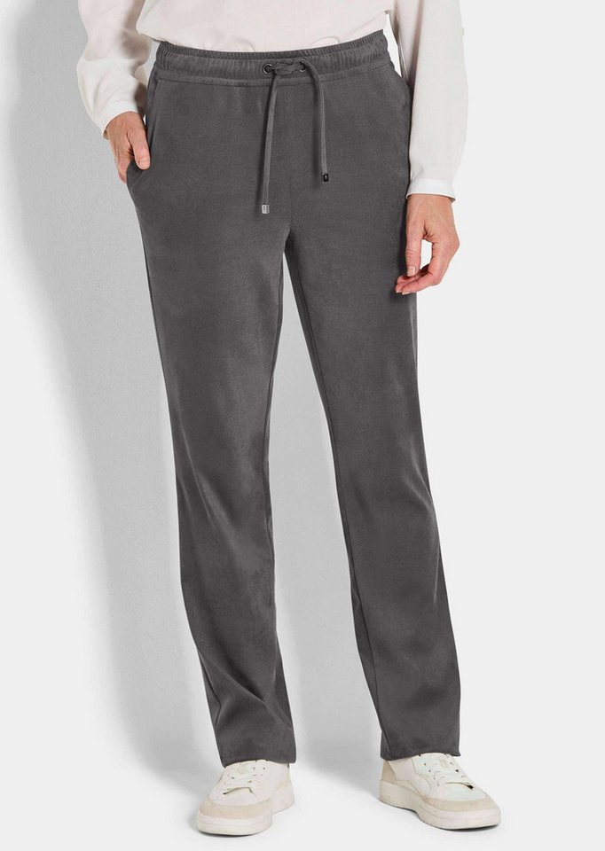GOLDNER Stoffhose Freizeithose SARA in Veloursleder-Optik Sportive, lange Joggpants mit elastischem Bund und Taschen von GOLDNER