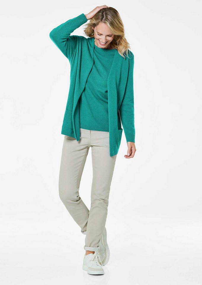 GOLDNER Strickjacke Kurzgröße: Langarm Feinstrick-Cardigan Damen Strickjacke aus reinem Kaschmir ohne Verschluss von GOLDNER