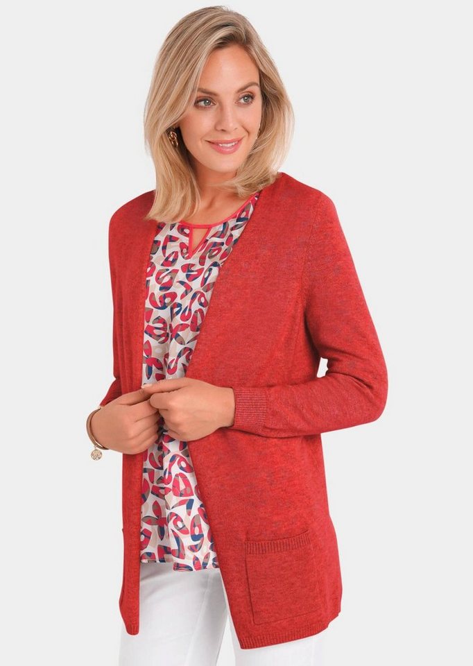 GOLDNER Strickjacke Kurzgröße: Langarm Feinstrick-Cardigan Damen Strickjacke aus reinem Kaschmir ohne Verschluss von GOLDNER