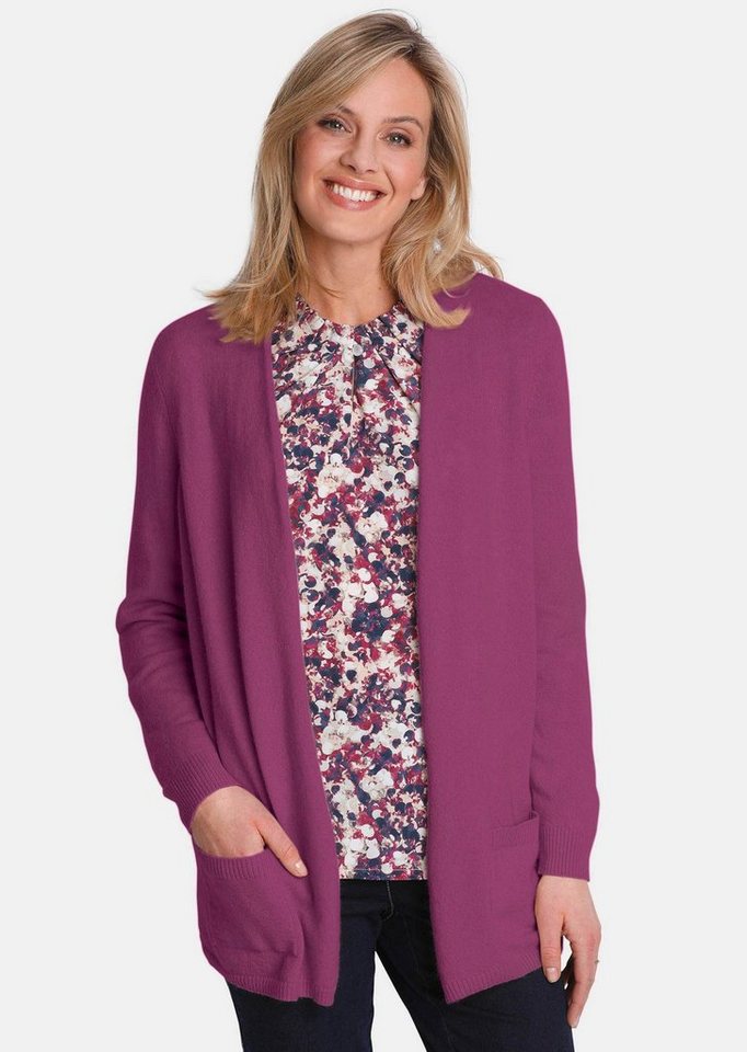 GOLDNER Strickjacke Kurzgröße: Langarm Feinstrick-Cardigan Damen Strickjacke aus reinem Kaschmir ohne Verschluss von GOLDNER