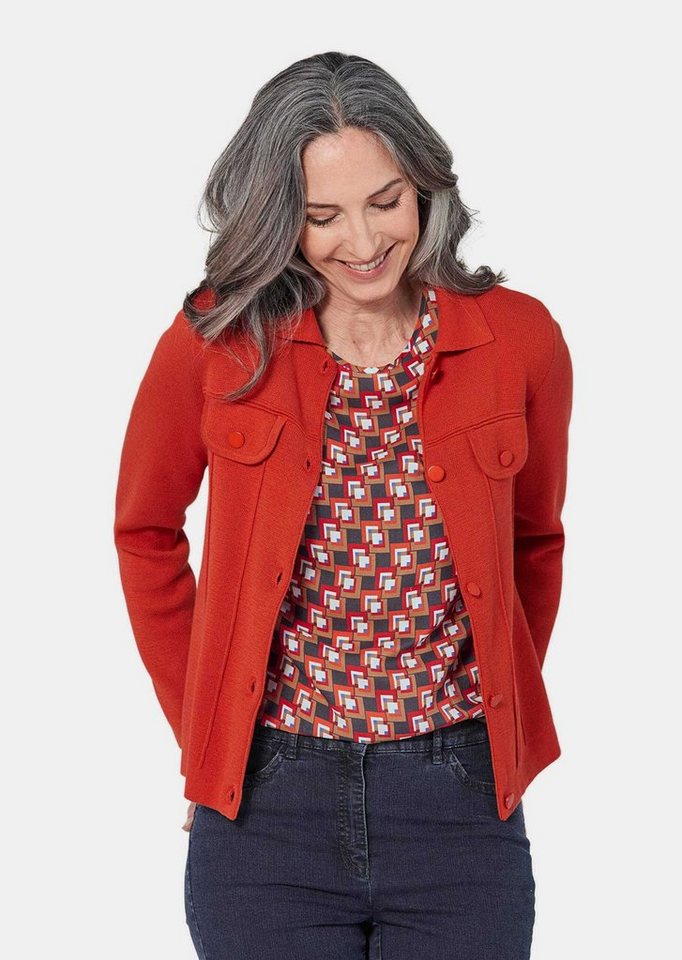 GOLDNER Strickjacke Kurzgröße: Strickjacke in Jeans Optik von GOLDNER